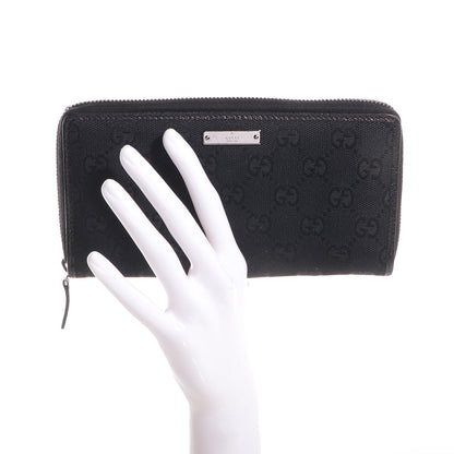 Gucci Monogram Metal Bar Zip Around Wallet Black 2 of 11
