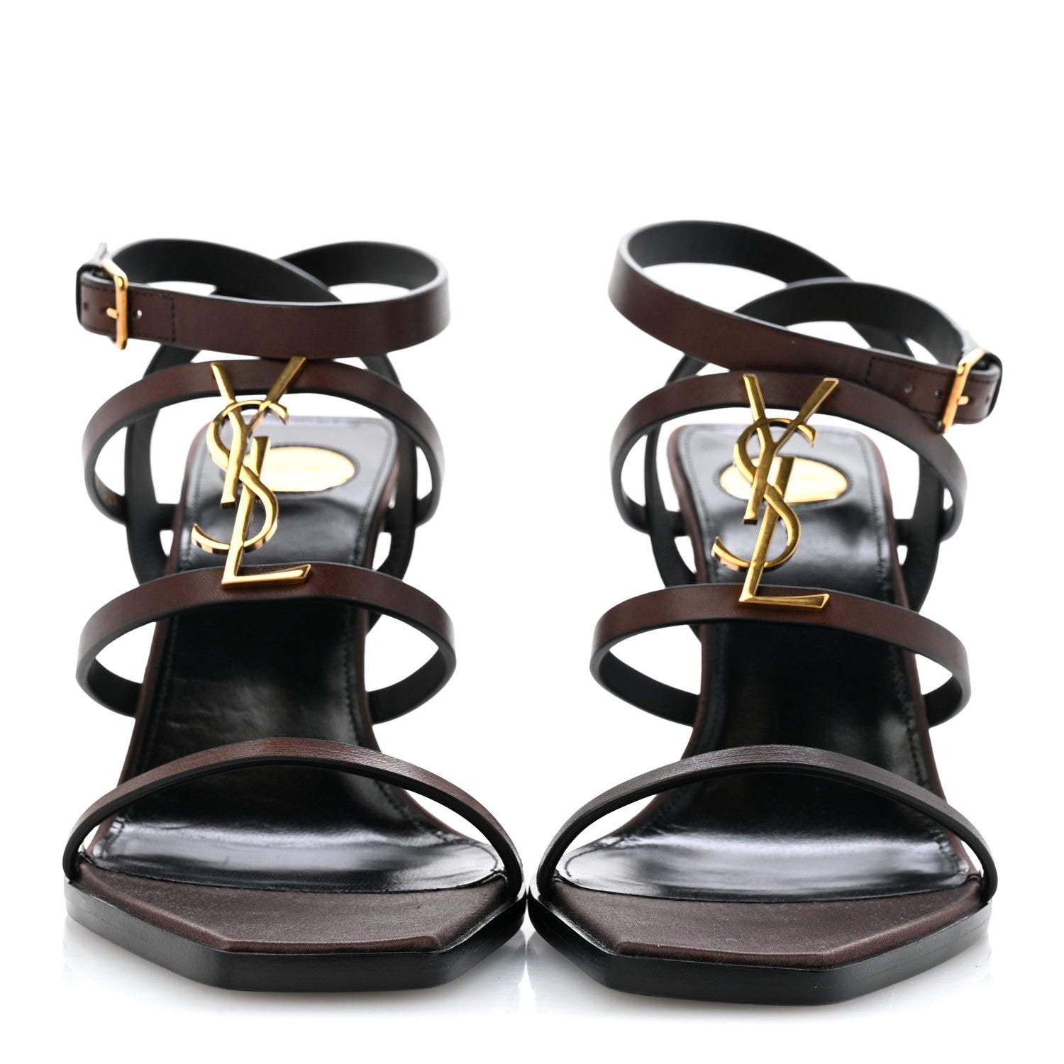 Saint Laurent Calfskin Cassandra 90 Wedges 37.5 Ultra Dark Brown 3 of 11