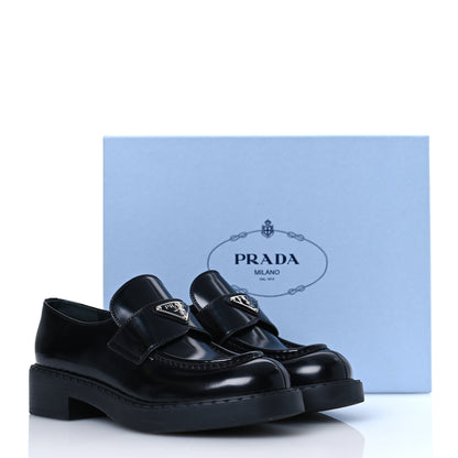 Prada Spazzolato Metal Triangle Logo 50mm Loafers 38.5 Black 13 of 13