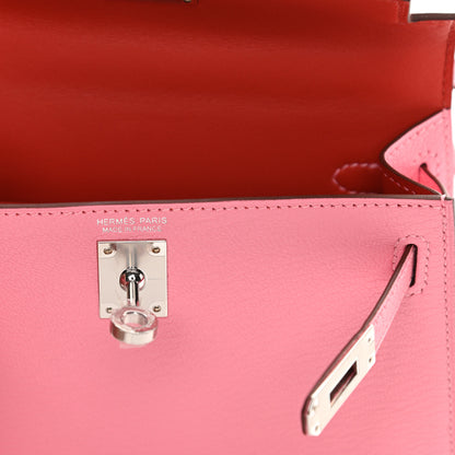 Hermes Chevre Mysore Verso Mini Kelly Sellier 20 Rose Confetti Sanguine 7 of 12