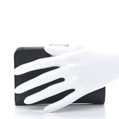Prada Saffiano Metal Compact Wallet Black 2 of 10