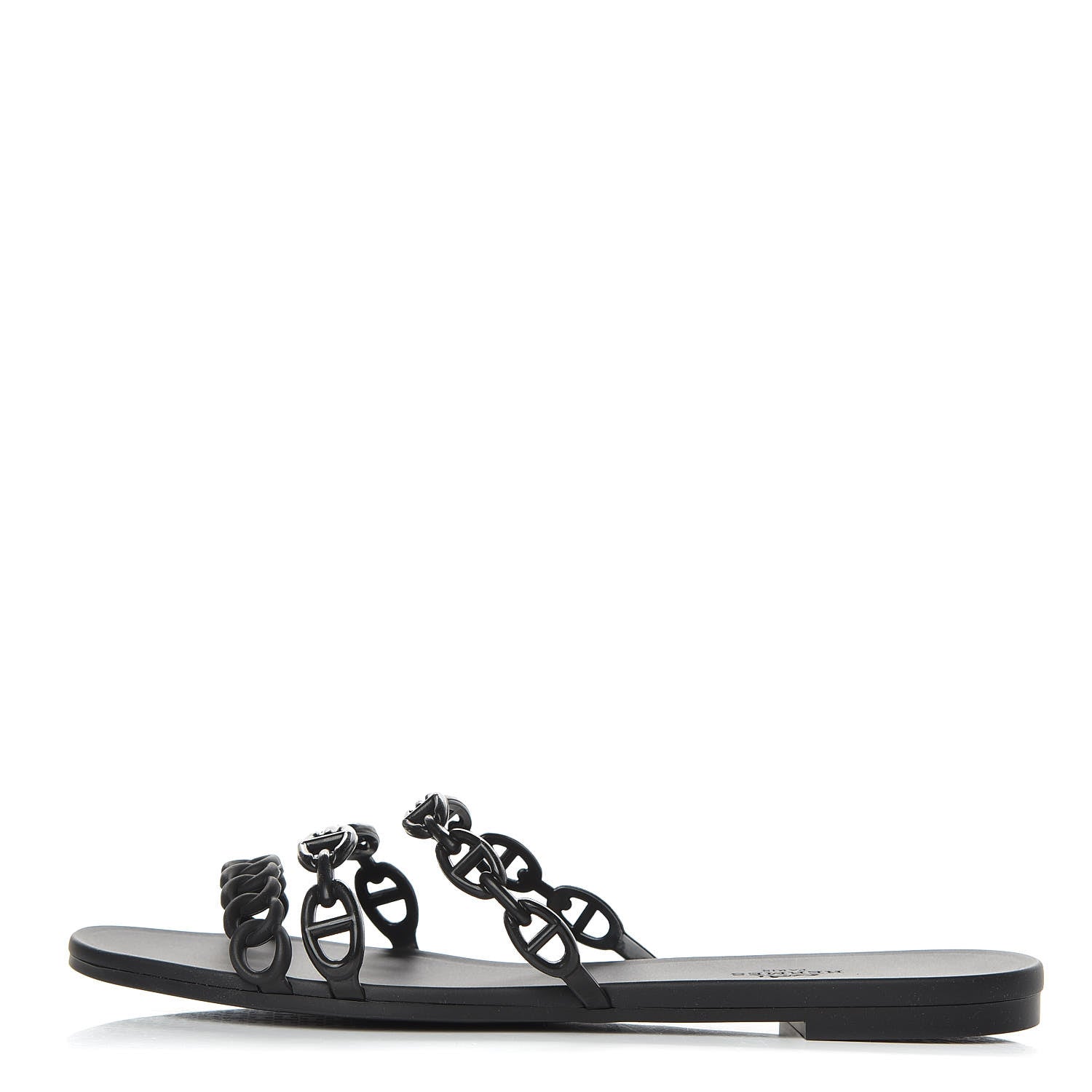 Hermes Rubber Chaine d'Ancre Rivage Sandals 40 Black 1 of 7