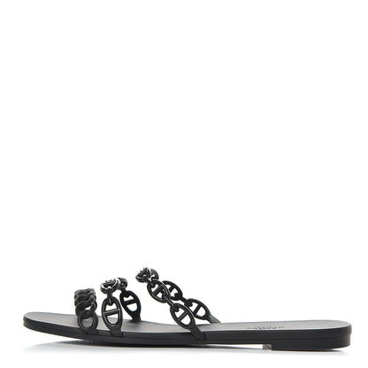 Hermes Rubber Chaine d'Ancre Rivage Sandals 40 Black 1 of 7