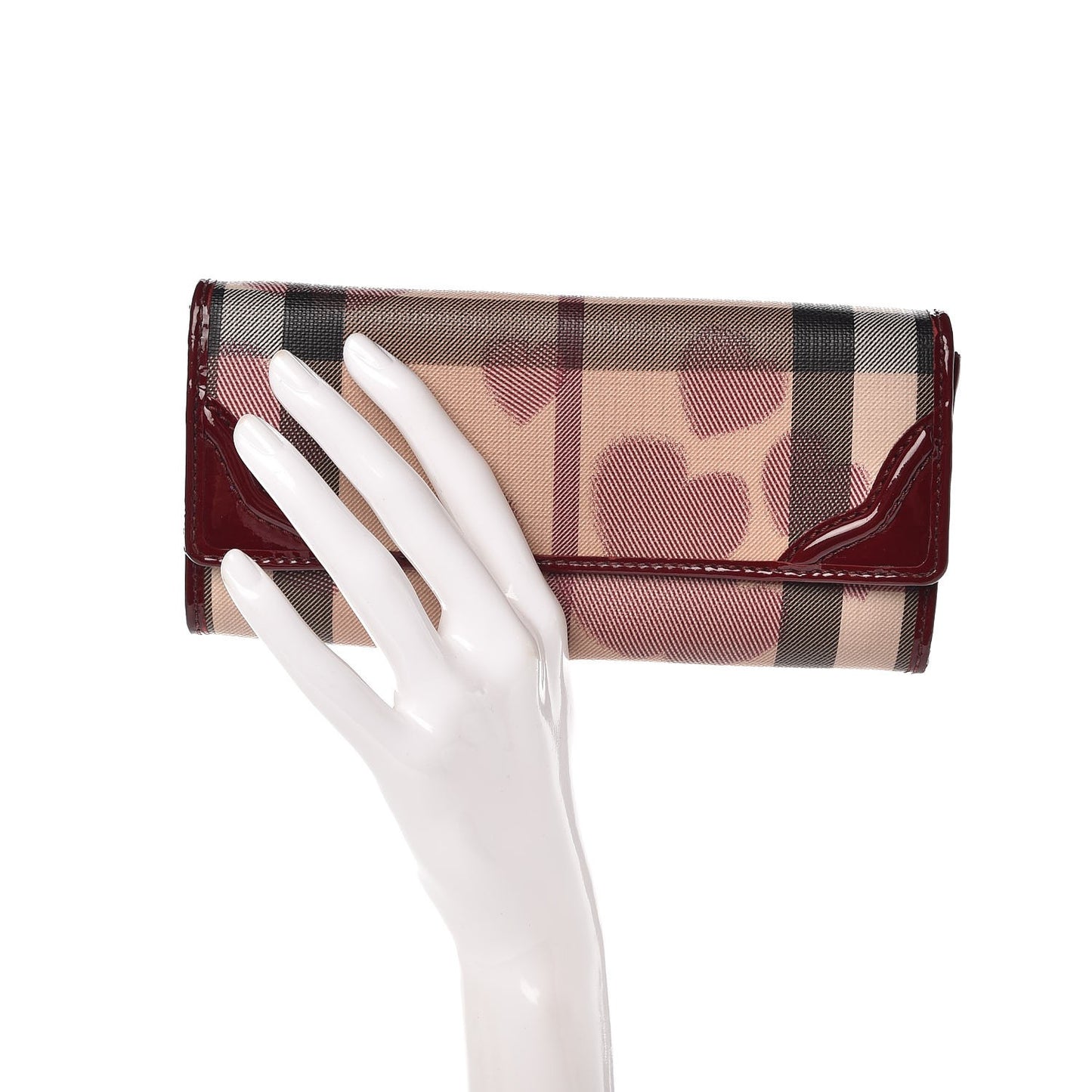 Nova Check Heart Wallet Berry Red