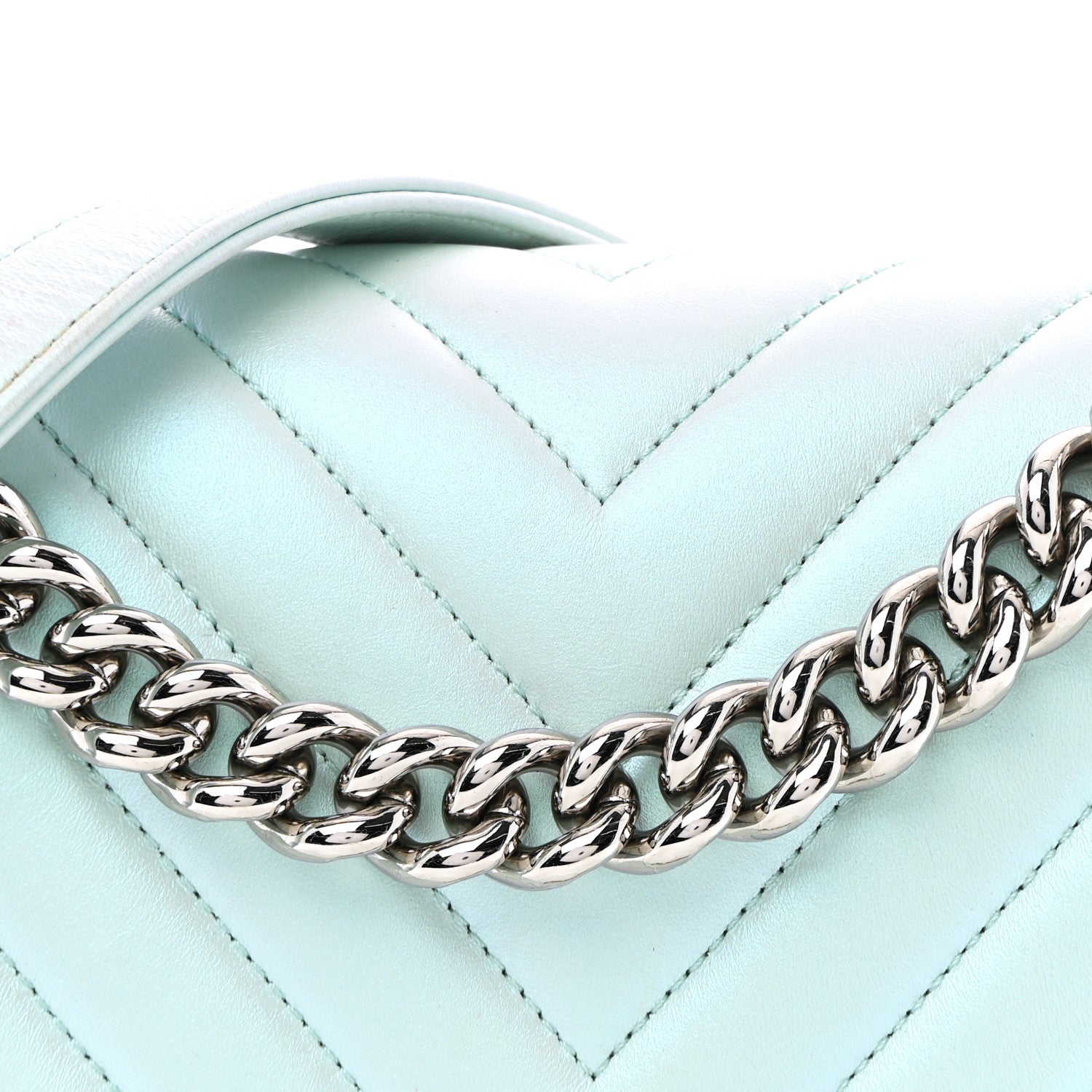 Chanel Iridescent Lambskin Chevron Quilted Medium Boy Flap Turquoise 13 of 27