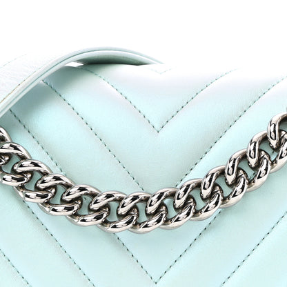 Chanel Iridescent Lambskin Chevron Quilted Medium Boy Flap Turquoise 13 of 27
