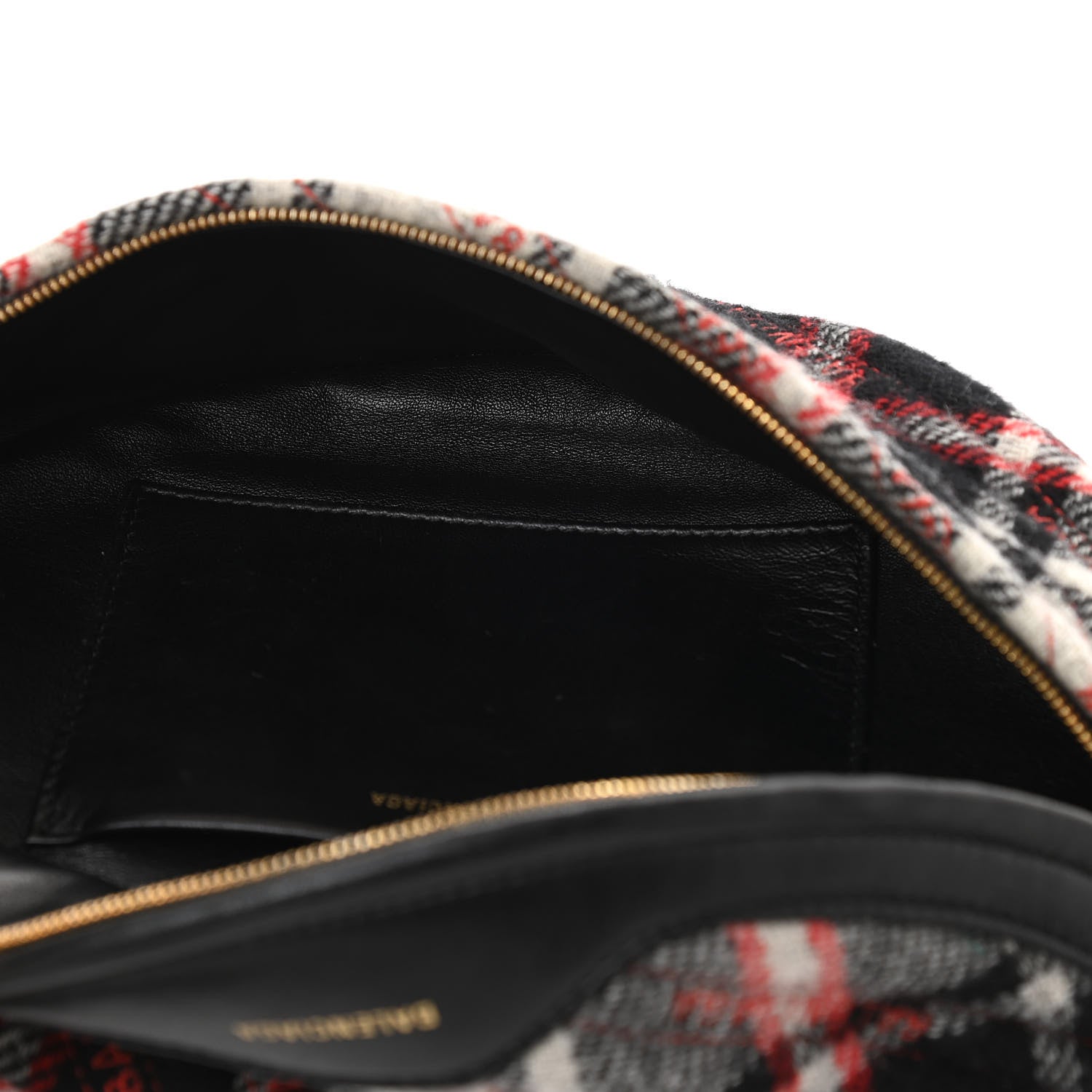Balenciaga Wool Plaid Diagonal Allover Logo Matelasse XS Souvenir Belt Bag Black White Red 5 of 12