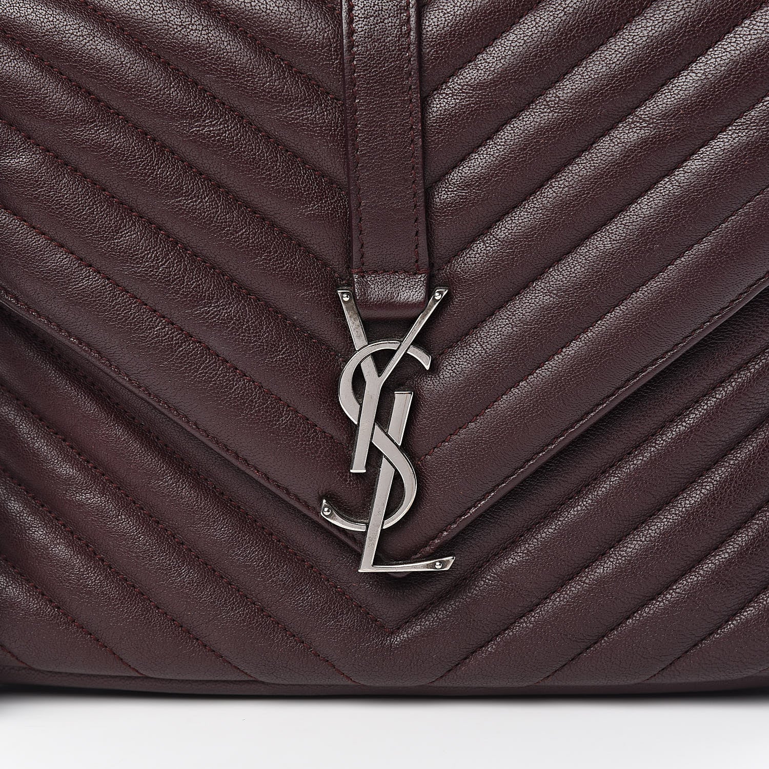 Saint Laurent Sheepskin Matelasse Chevron Monogram Medium College Bag Amaranto 11 of 11