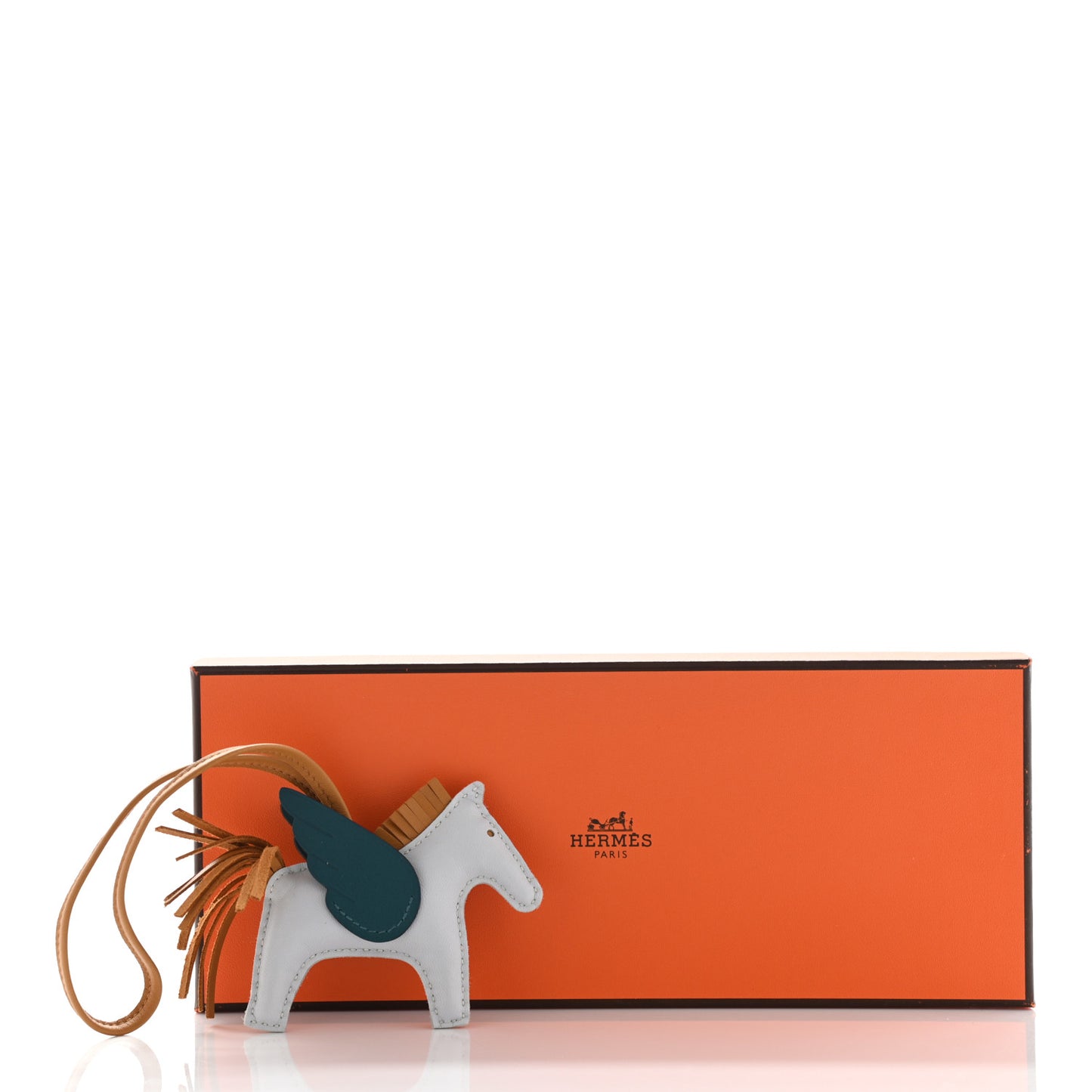 Milo Lambskin Grigri Rodeo Pegase Horse Bag Charm PM Bleu Brume Sesame Vert Bosphore