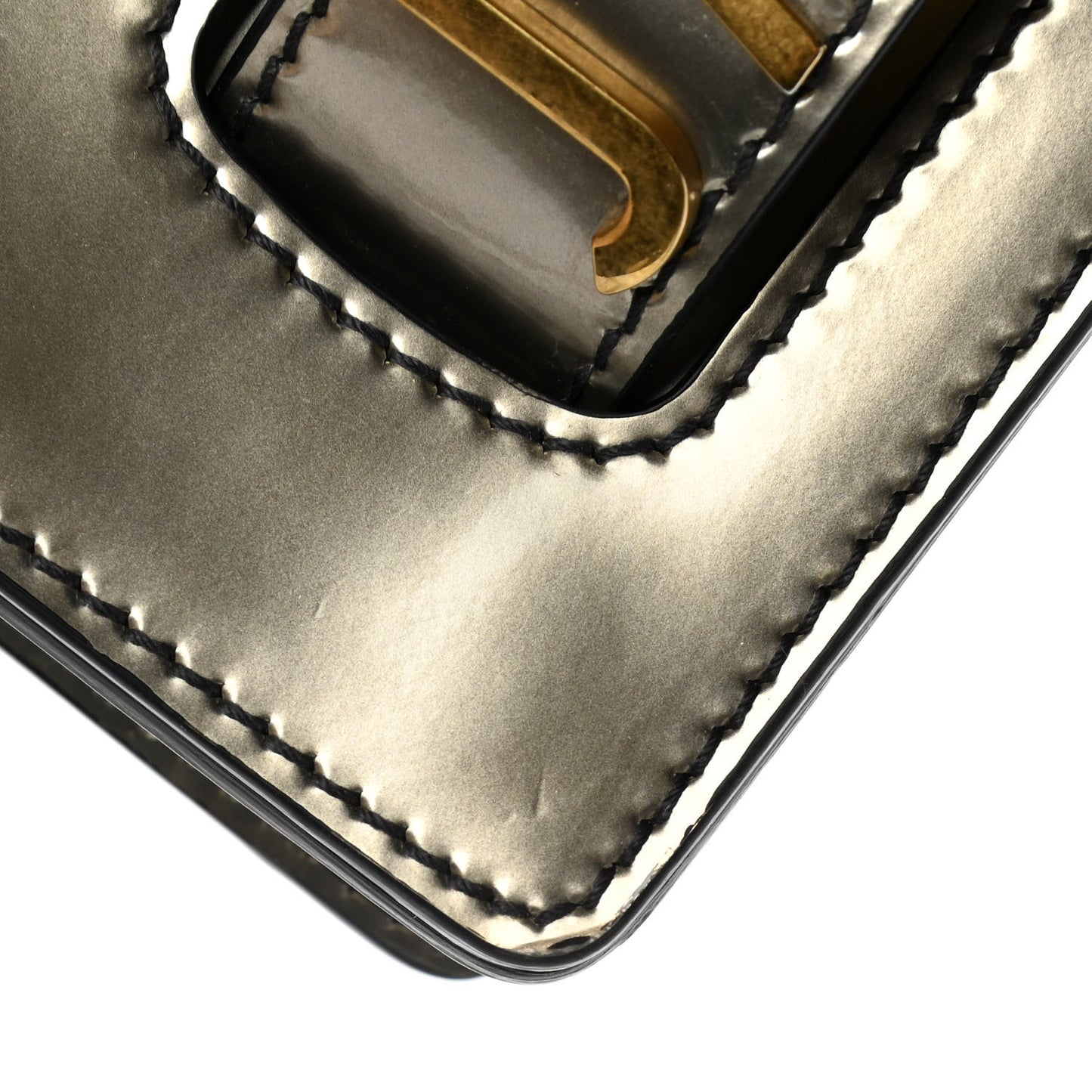 Metallic Calfskin J'Adior Chain Flap Bag Bronze