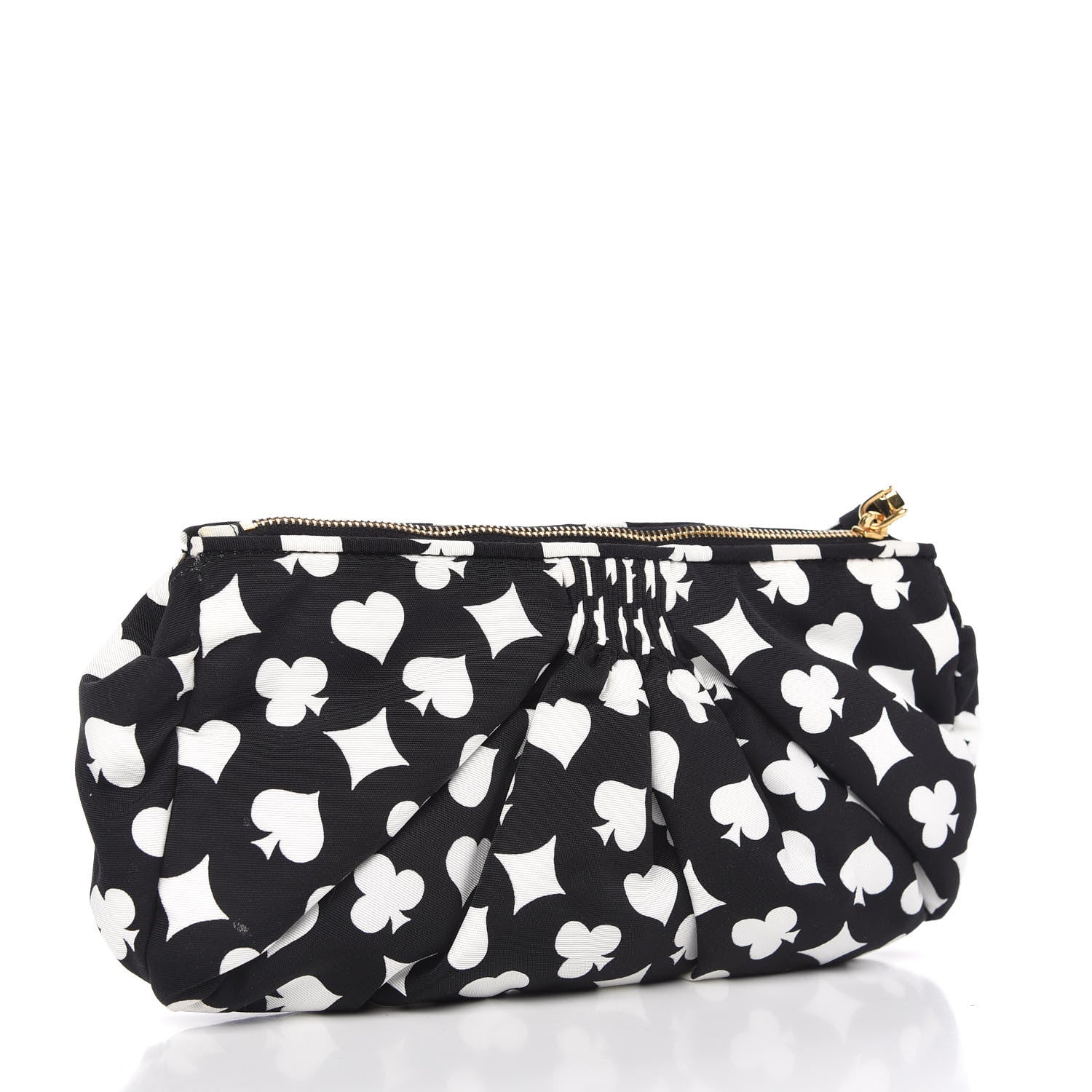 Miu Miu Faille Playing Card Print Clutch Black Black White 3 of 9