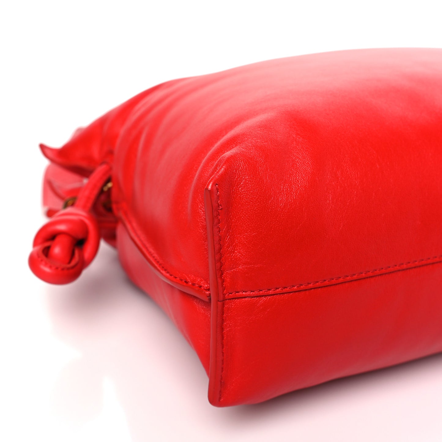 Shiny Nappa Lambskin Puffer Flamenco Knot Clutch Lipstick Red