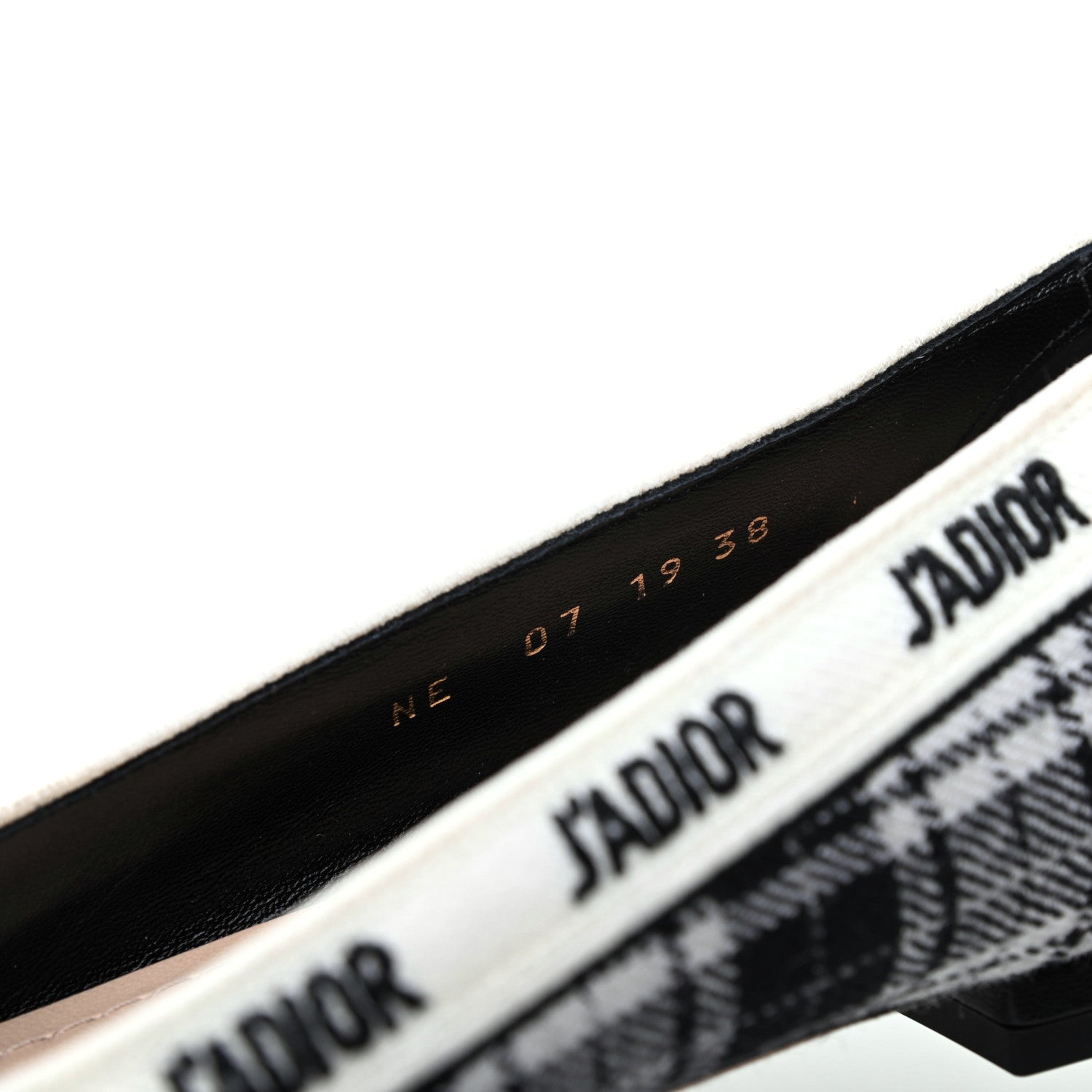 Christian Dior Canvas Tartan J'Adior Embroidered Ballet Flats 38 Black White 8 of 9