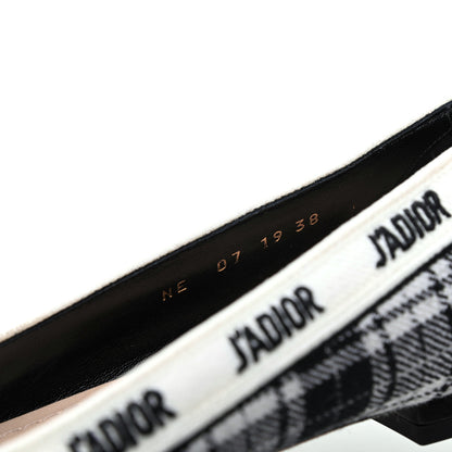 Christian Dior Canvas Tartan J'Adior Embroidered Ballet Flats 38 Black White 8 of 9