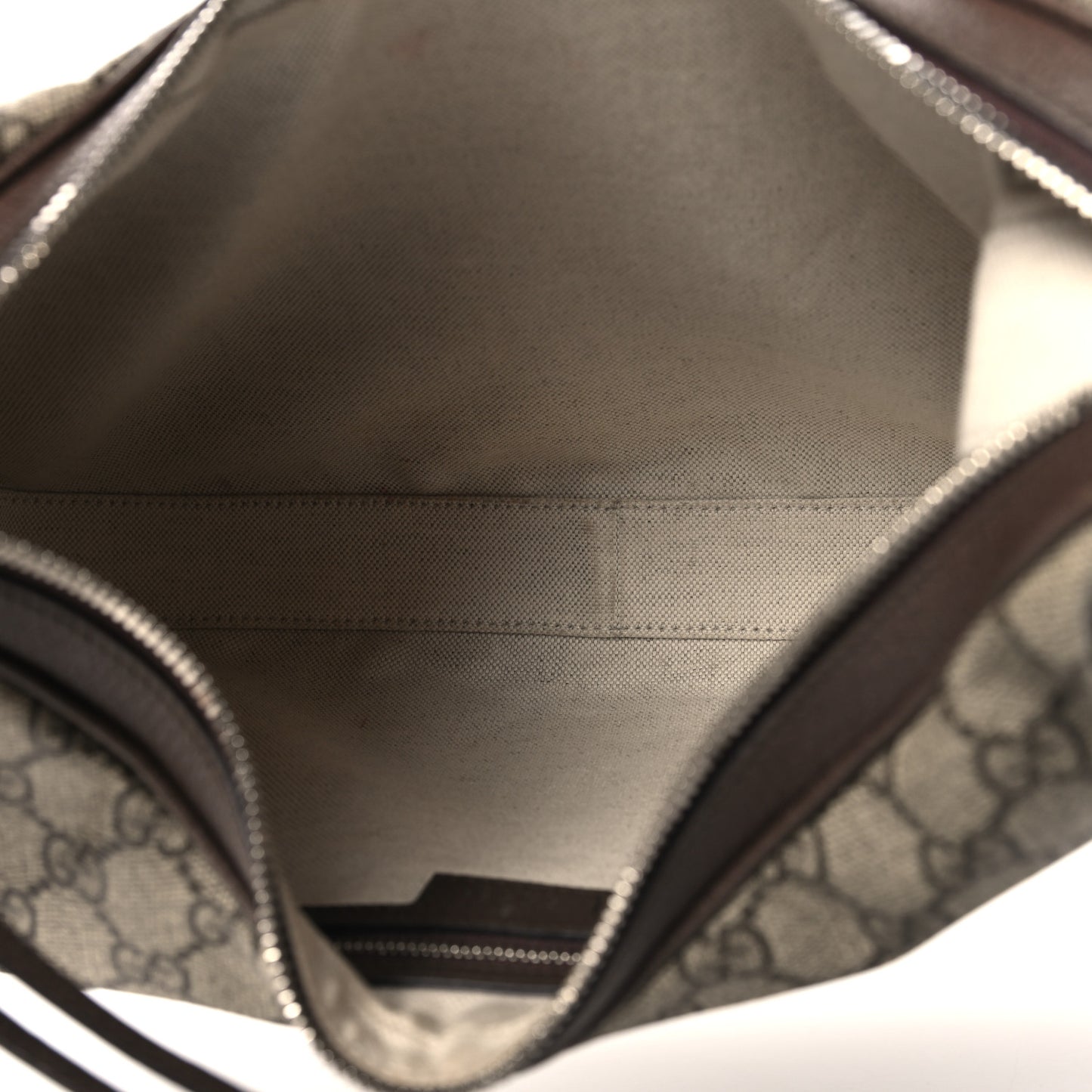 GG Supreme Monogram Textured Calfskin Web Large Attache Shoulder Bag Beige Ebony New Acero