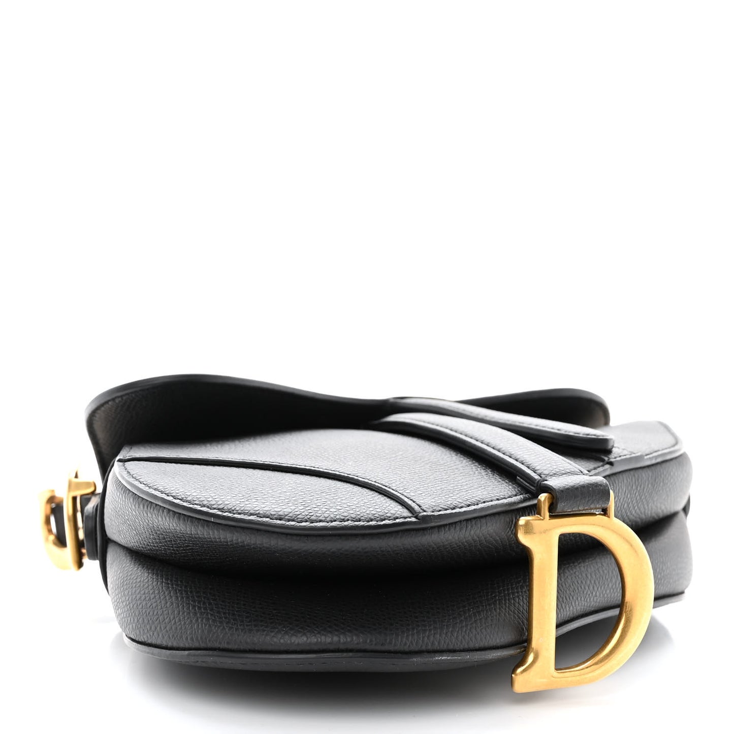 Grained Calfskin Mini Saddle Bag Black