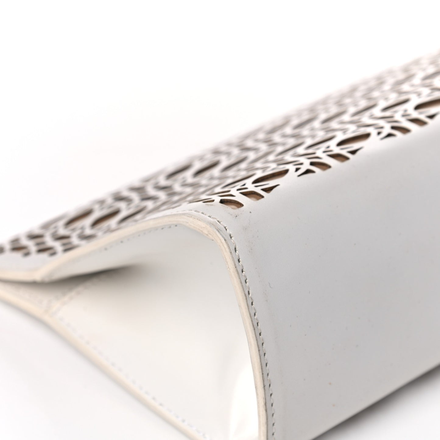Calfskin Laser Cut Clutch White