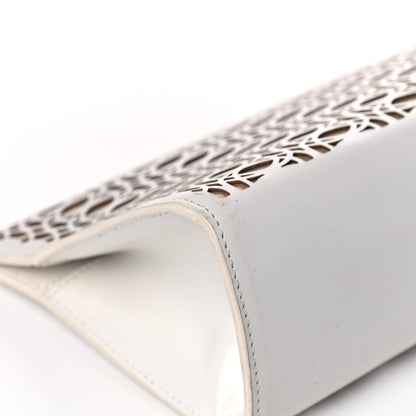 Alaia Calfskin Laser Cut Clutch White 9 of 15