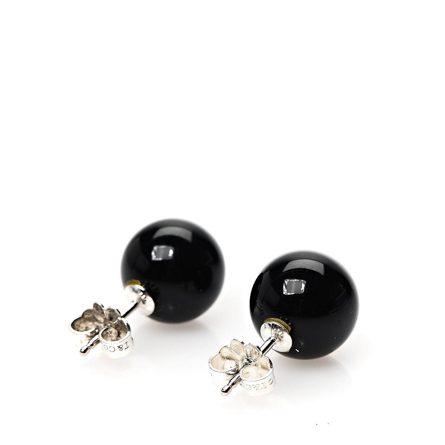 Tiffany Sterling Silver Black Onyx 10mm Ziegfeld Earrings 3 of 6