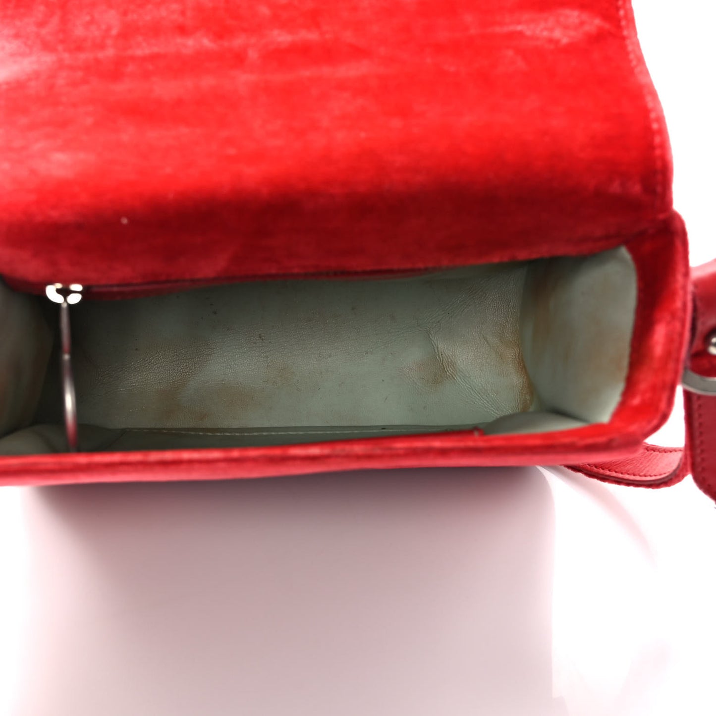 Velvet Diag Binder Flap Bag Red