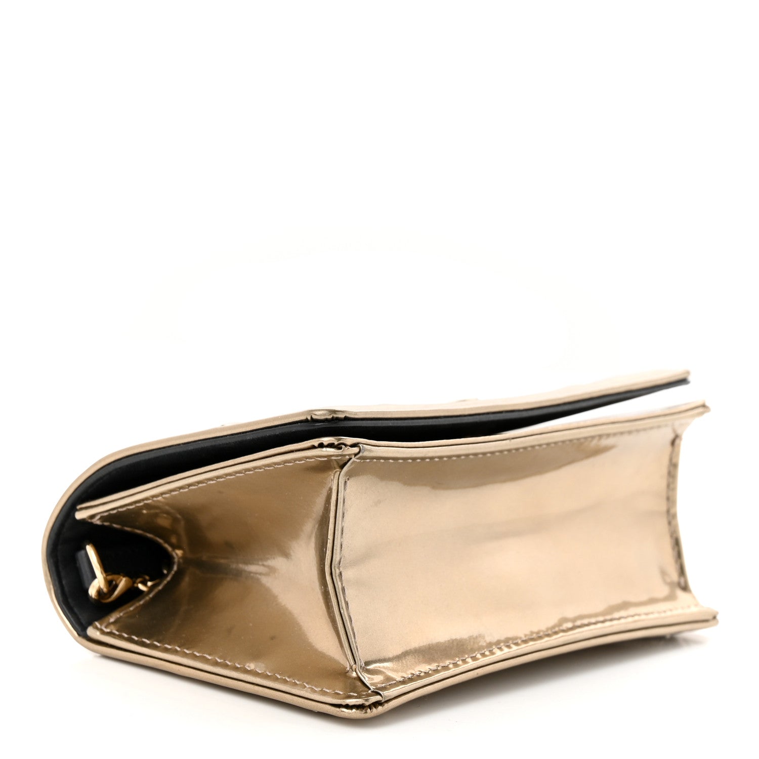 Christian Dior Metallic Patent Micro-Cannage Baby Diorama Flap Bag Gold 4 of 11