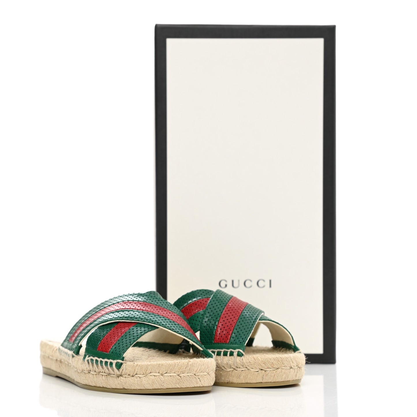 Malaga Kid Perforated Criss Cross Espadrille Slide Sandals 38 Emerald Hibiscus Red