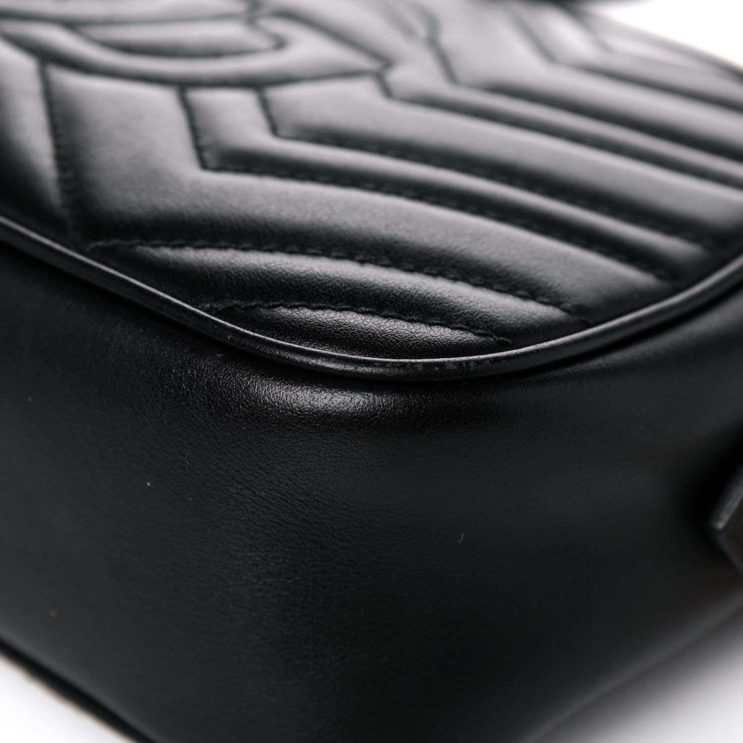 Gucci Calfskin Matelasse Small GG Marmont Chain Shoulder Bag Black 12 of 14