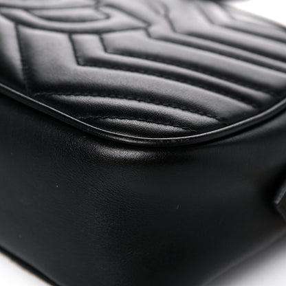 Gucci Calfskin Matelasse Small GG Marmont Chain Shoulder Bag Black 12 of 14