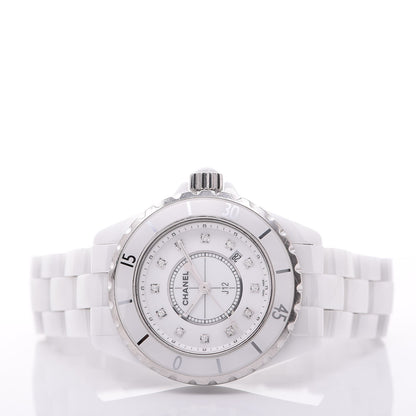 Chanel Stainless Steel Ceramic Diamond 33mm J12 Quartz Watch White 3 of 6