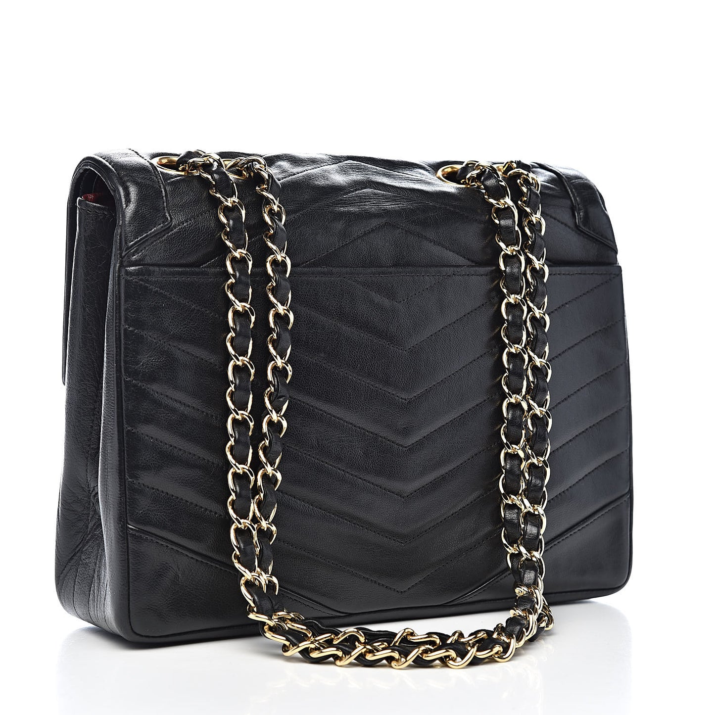 Lambskin Chevron Quilted Small Single Flap Black
