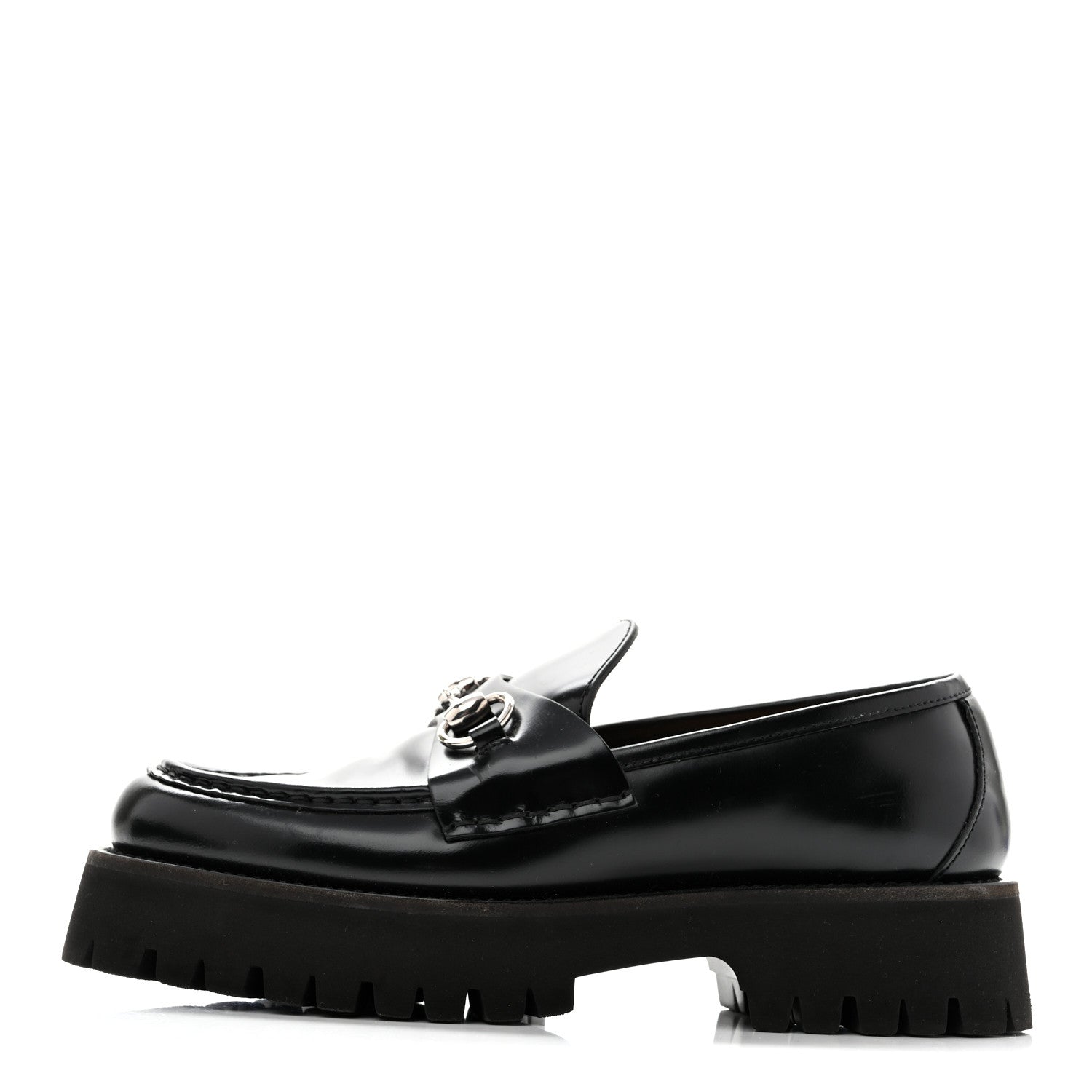 Gucci Cordovan Lux Womens Horsebit 45mm Platform Loafers 38.5 Black 1 of 11