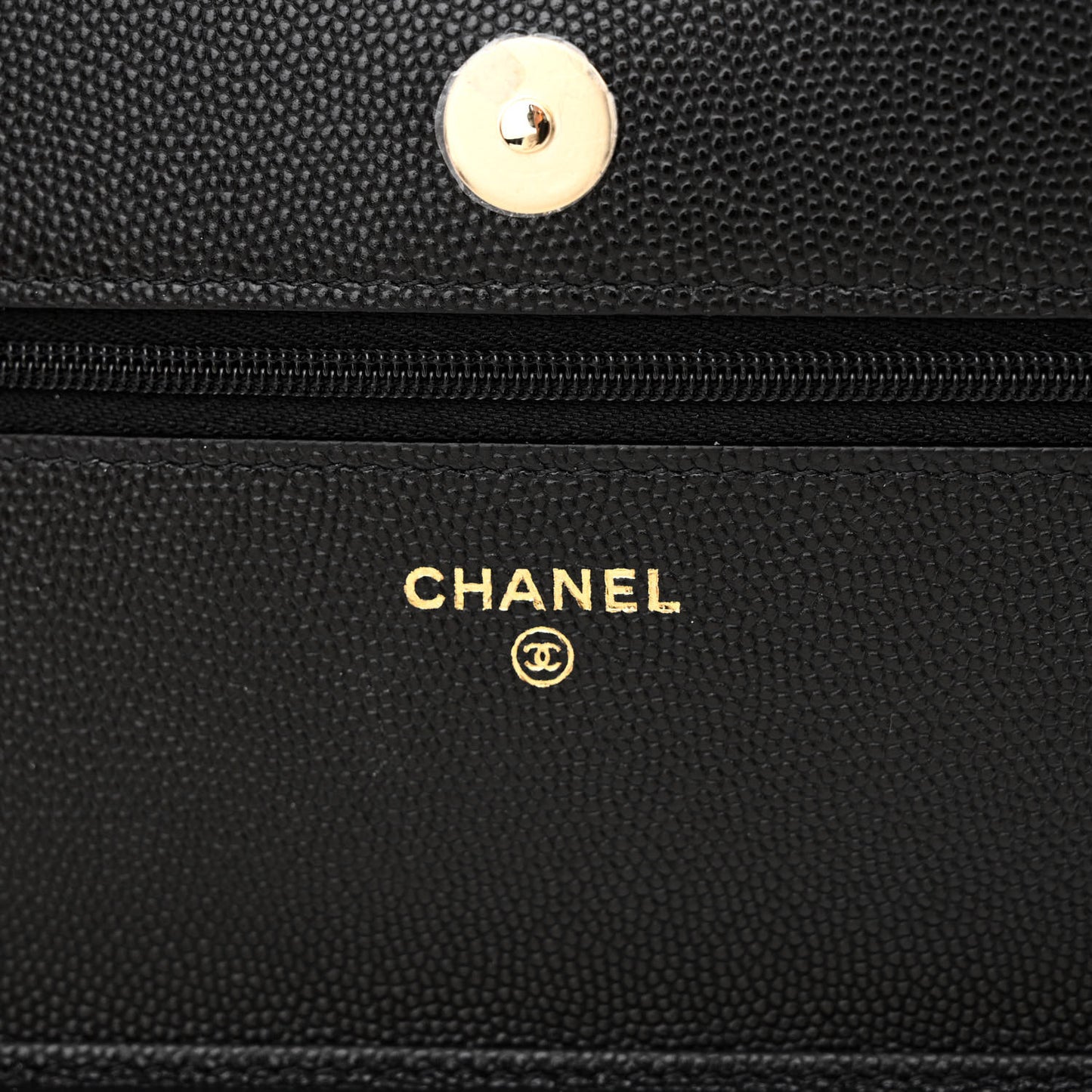 Caviar Quilted Crystal CC Wallet On Chain WOC Black
