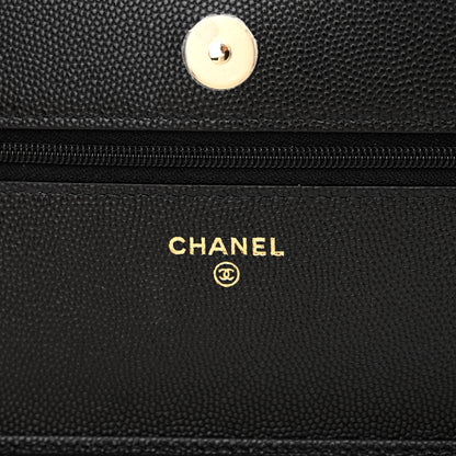 Chanel Caviar Quilted Crystal CC Wallet On Chain WOC Black 6 of 12