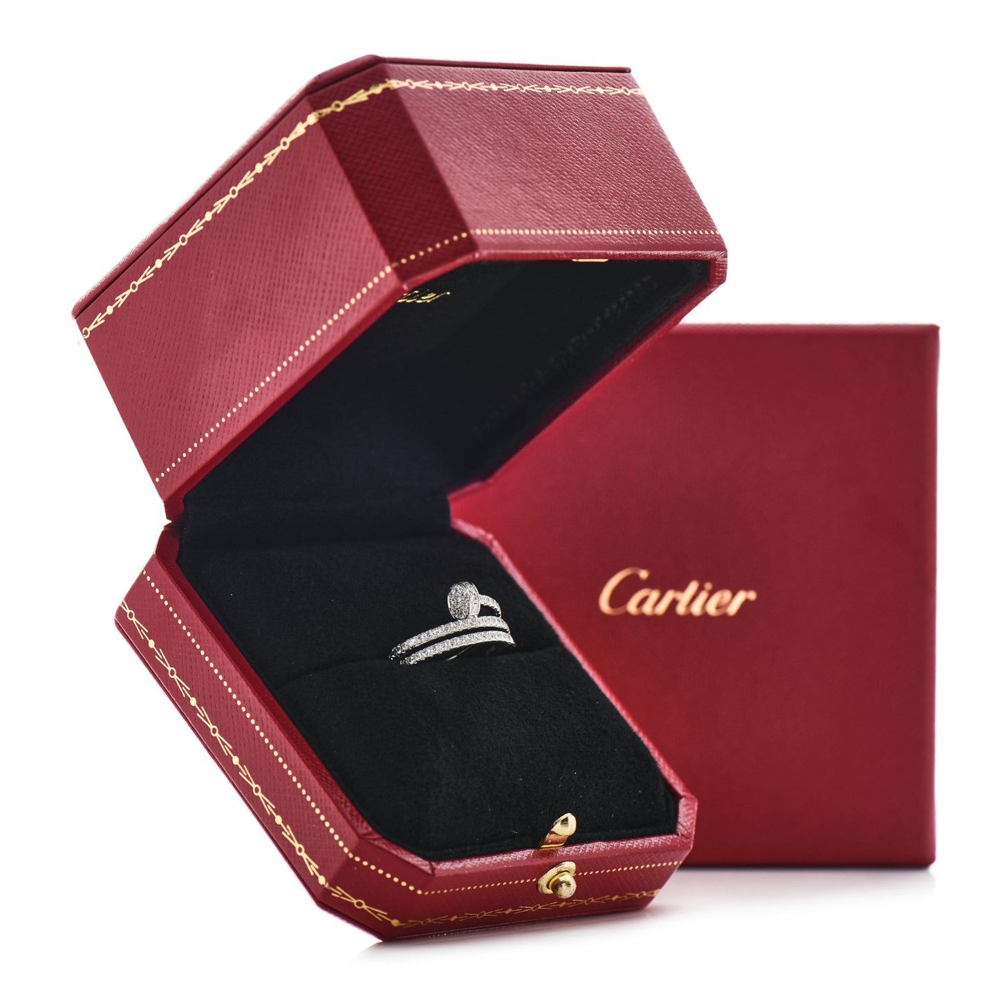 18K White Gold Diamond Double Juste Un Clou Paved Ring 51 5.75