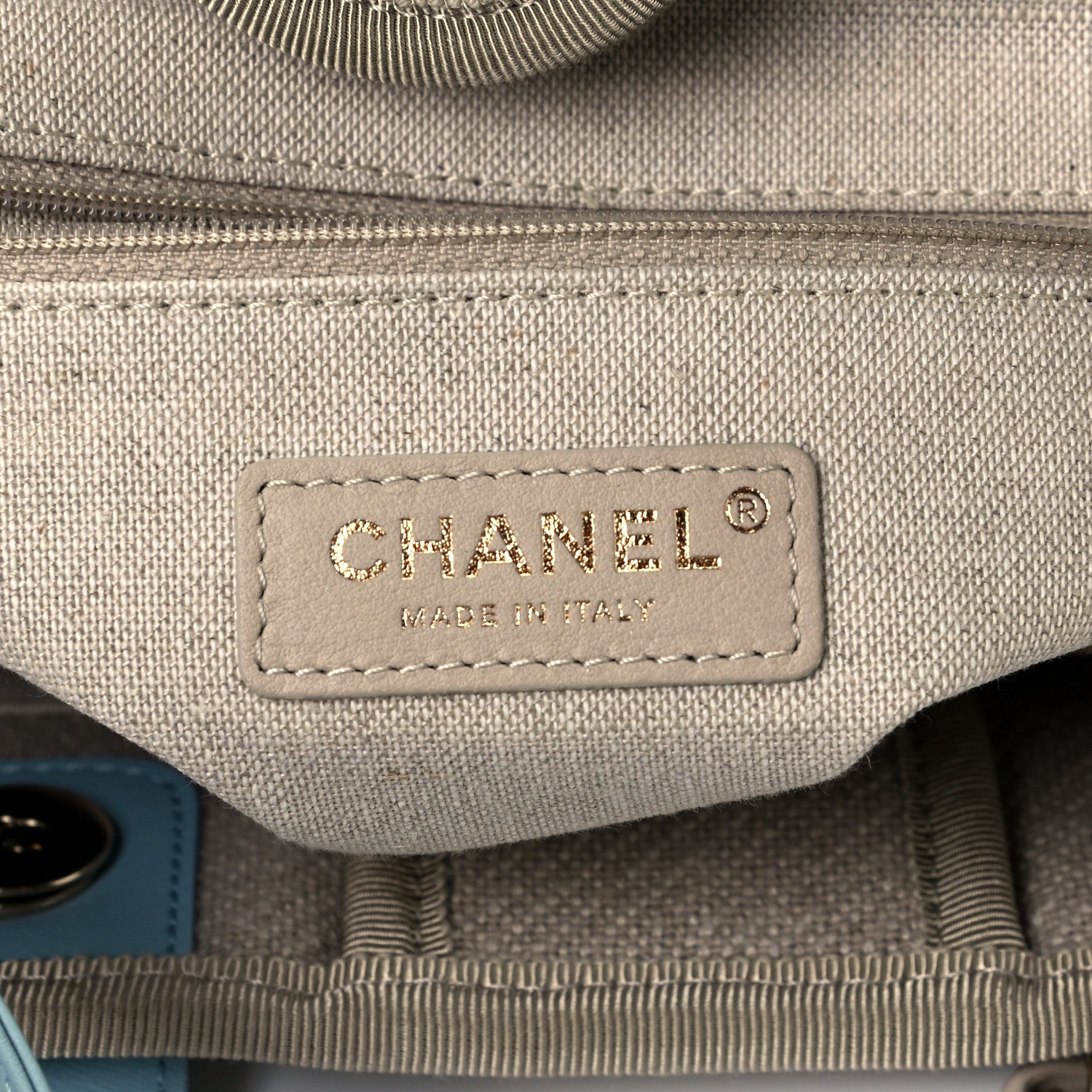 Chanel Mixed Fibers Calfskin Small Deauville Tote Grey Light Blue 5 of 11