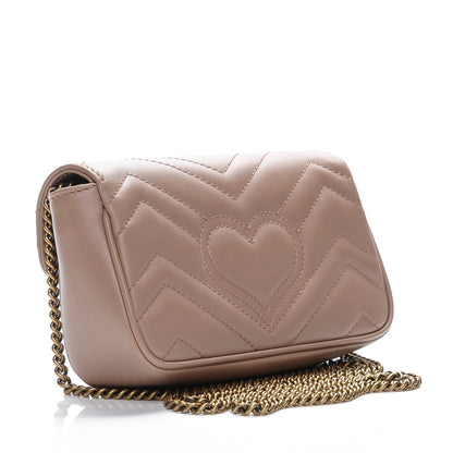 Gucci Calfskin Matelasse Super Mini GG Marmont Shoulder Bag Porcelain Rose 4 of 9
