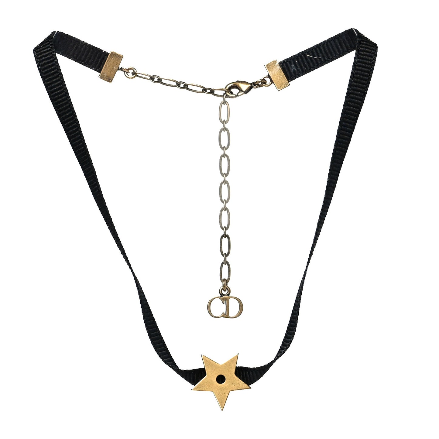 Grosgrain Ribbon Star Choker Necklace Black