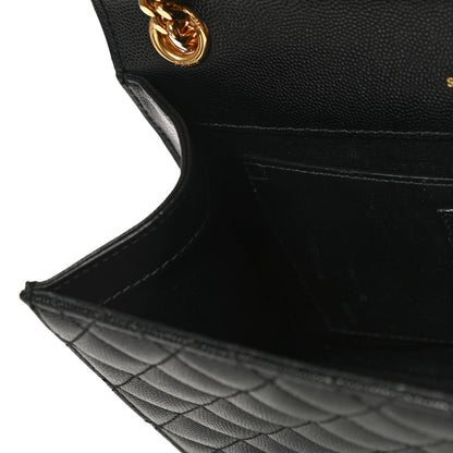 Saint Laurent Grain De Poudre Textured Mixed Matelasse Triquilt Medium Monogram Satchel Black 13 of 16