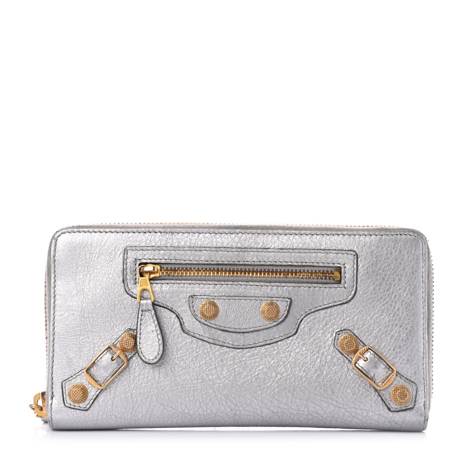 Balenciaga Agneau Giant 12 Gold Hardware Money Wallet Gris Aluminum 1 of 7