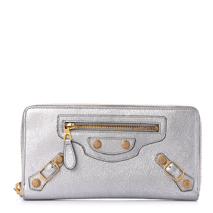 Balenciaga Agneau Giant 12 Gold Hardware Money Wallet Gris Aluminum 1 of 7