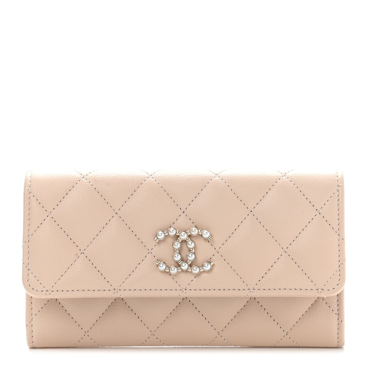 Chanel Caviar Pearl Quilted Coco Candy Wallet Beige 1 of 10