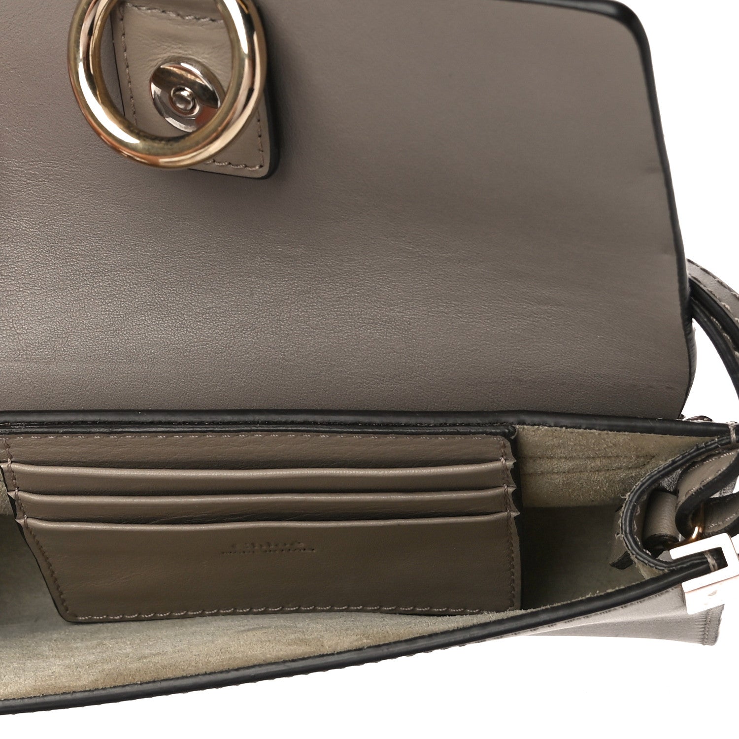 Chloe Suede Calfskin Faye Wallet On Strap Motty Grey 4 of 9