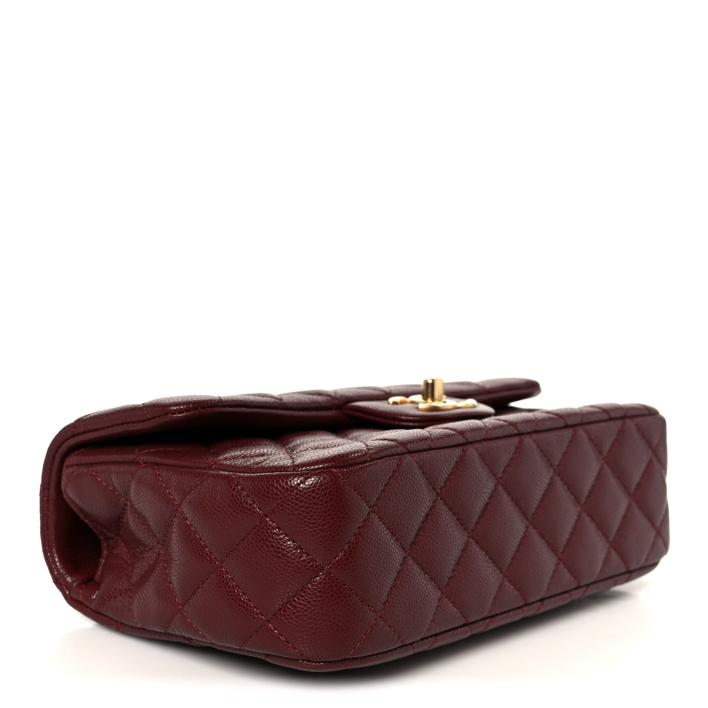Caviar Quilted Small Handy CC Flap Burgundy