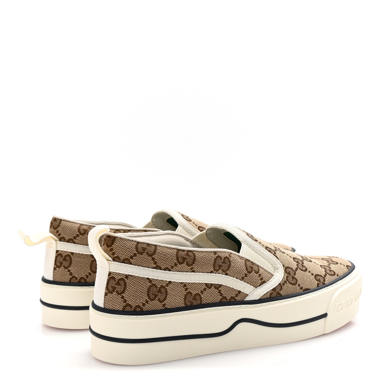 Gucci GG Monogram Womens 1977 Tennis Slip On 30mm Sneakers 37.5 Beige Ebony Mystic White 5 of 9
