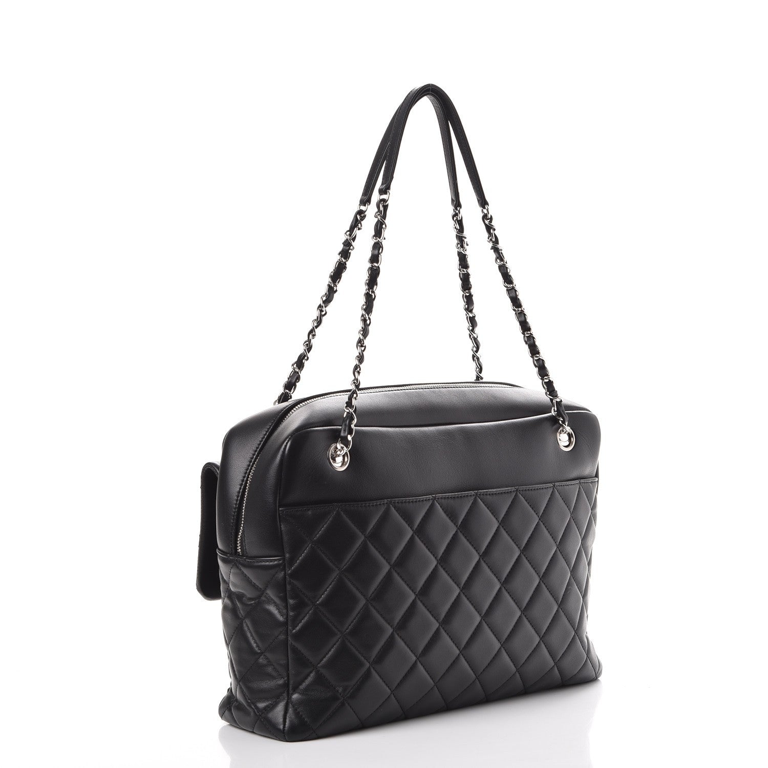 Chanel Lambskin Quilted Bowler Flap Shoulder Bag Black 3 of 8