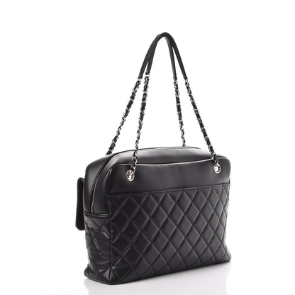 Chanel Lambskin Quilted Bowler Flap Shoulder Bag Black 3 of 8