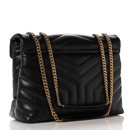 Saint Laurent Calfskin Y Quilted Monogram Medium Loulou Chain Satchel Black 3 of 9