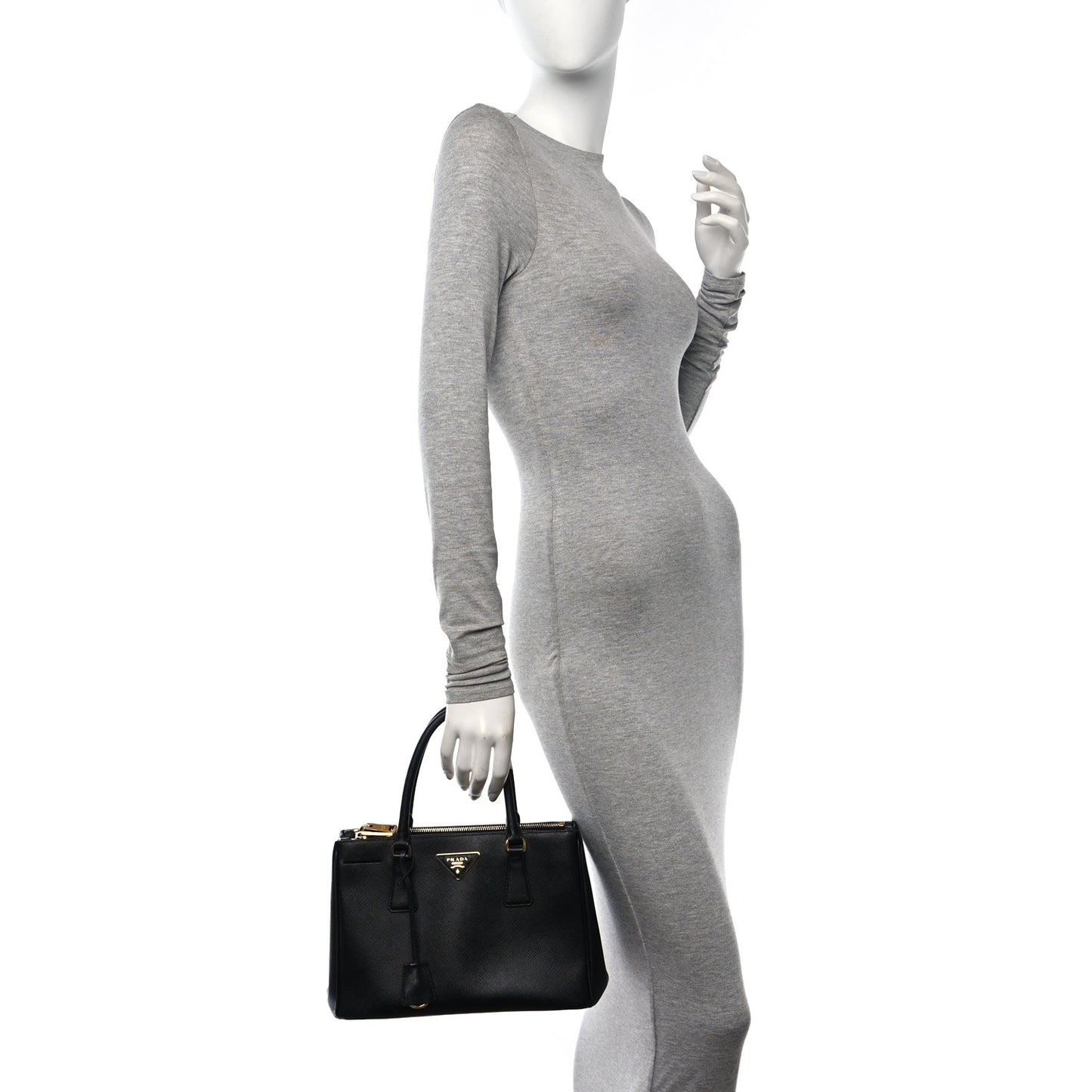 Saffiano Small Galleria Double Zip Tote Black