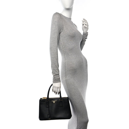 Prada Saffiano Small Galleria Double Zip Tote Black 2 of 10