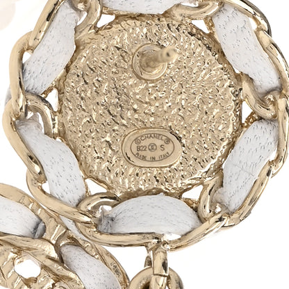 Chanel Lambskin Metal Chain CC Drop Earrings White Gold 4 of 5